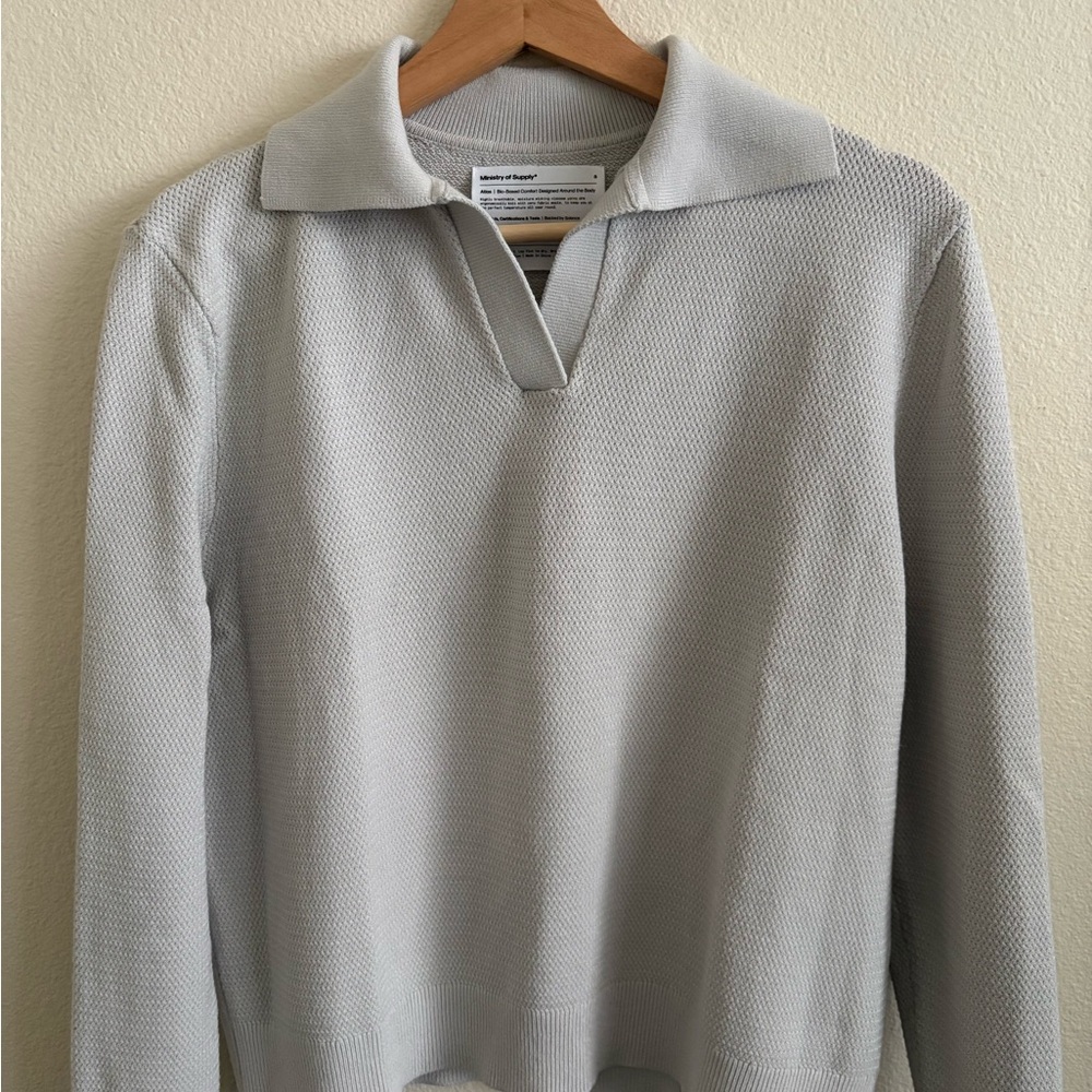 Ministry of Supply Light Gray Collared Top